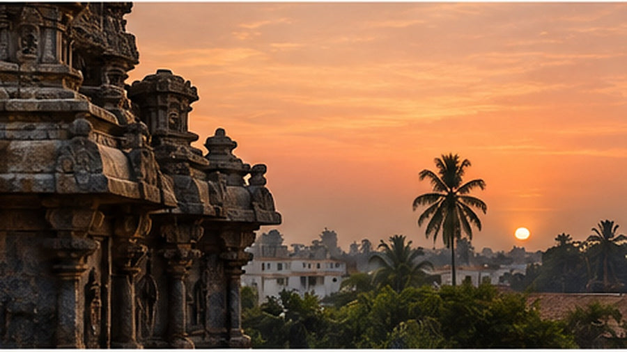 Tamil temple architecture at sunset, illustrating the relationship between culture, religion and tradition