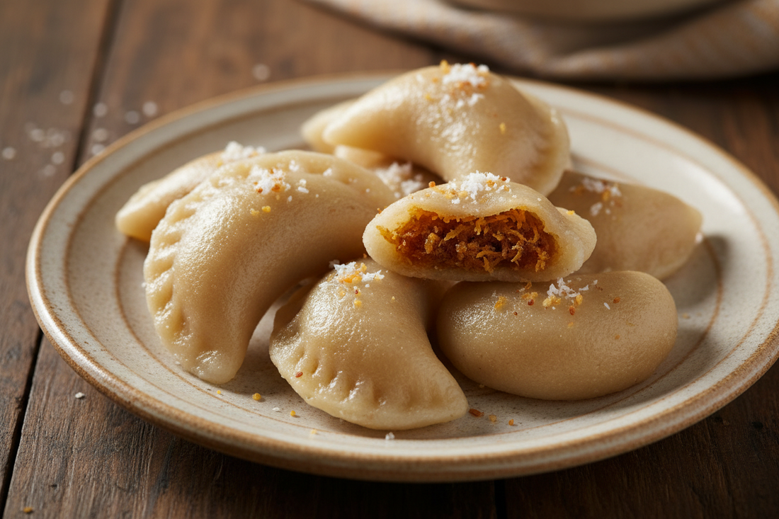 Sweet Kozhukattai / Modakam: Steamed Rice Dumplings with Coconut and Jaggery