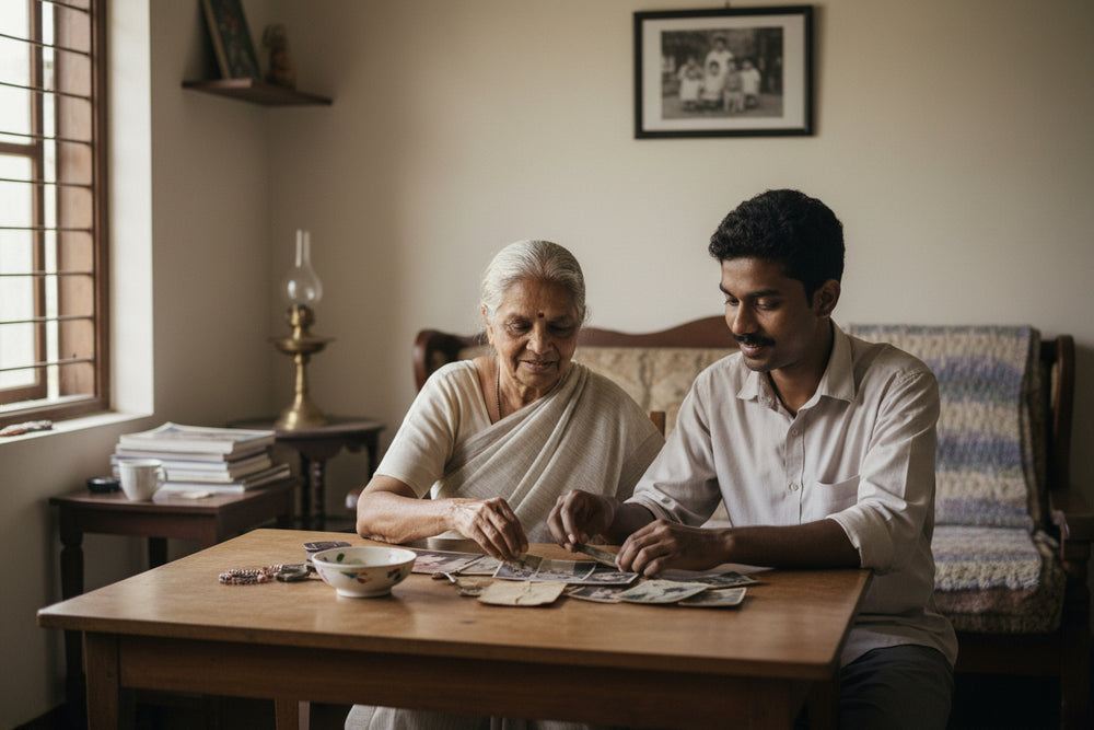 Historical imagery representing Tamil identity across generations